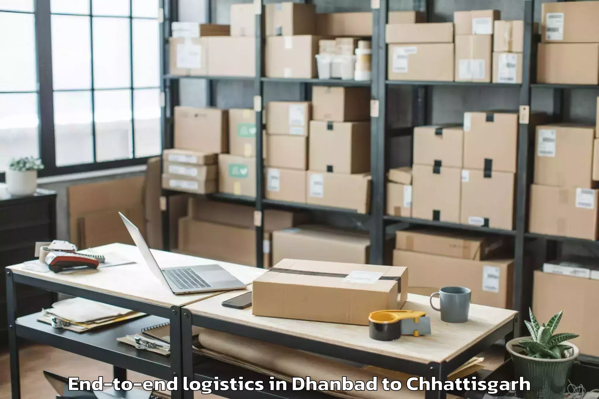 Trusted Dhanbad to Bhatapara End To End Logistics